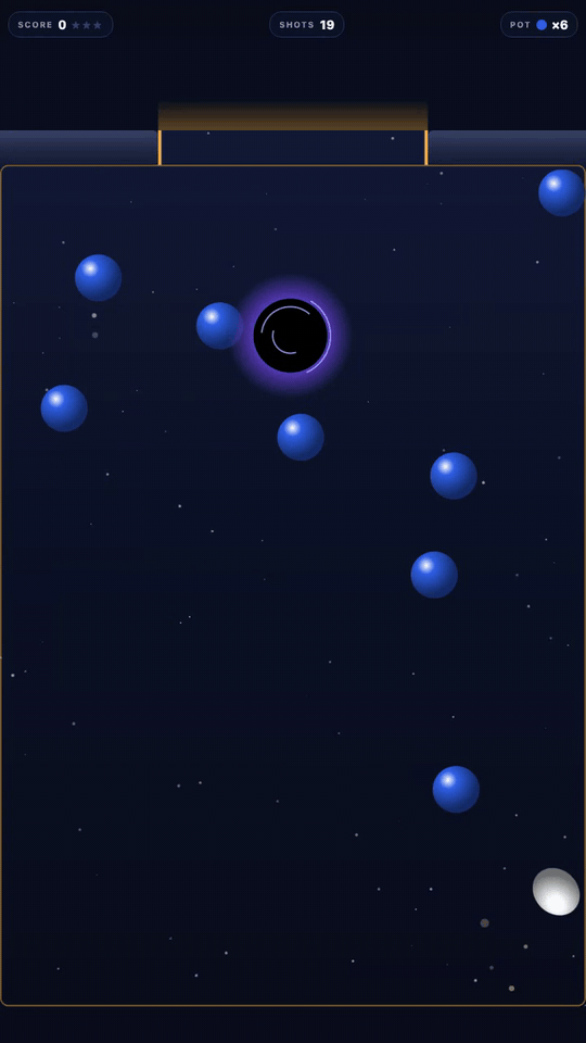 A black hole pulls the balls in